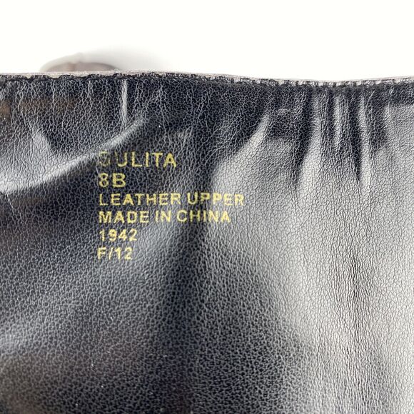 Ralph Lauren Sulita Harness Riding Boots 8 Black Brown Leather Knee High Zip - Picture 9 of 9